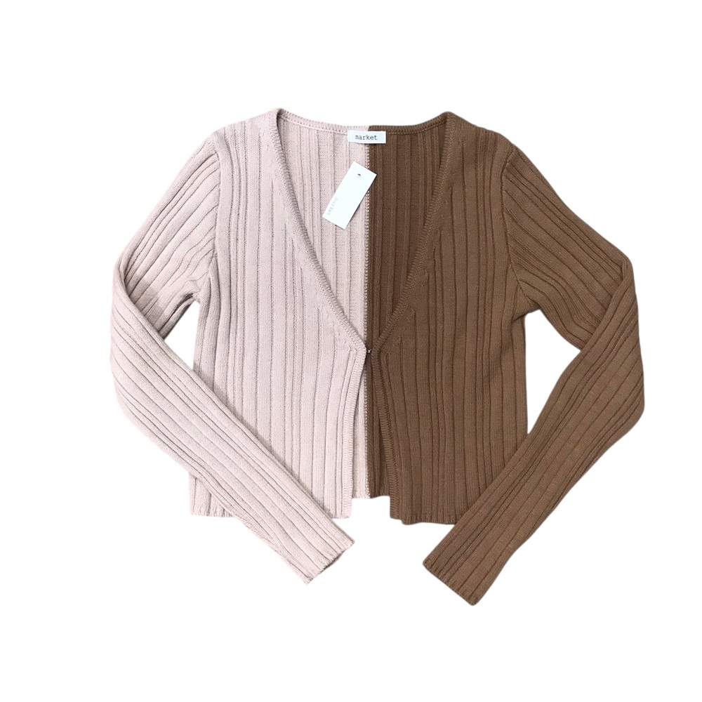 🆕 Market Neutral Colorblock Ribbed Cardigan